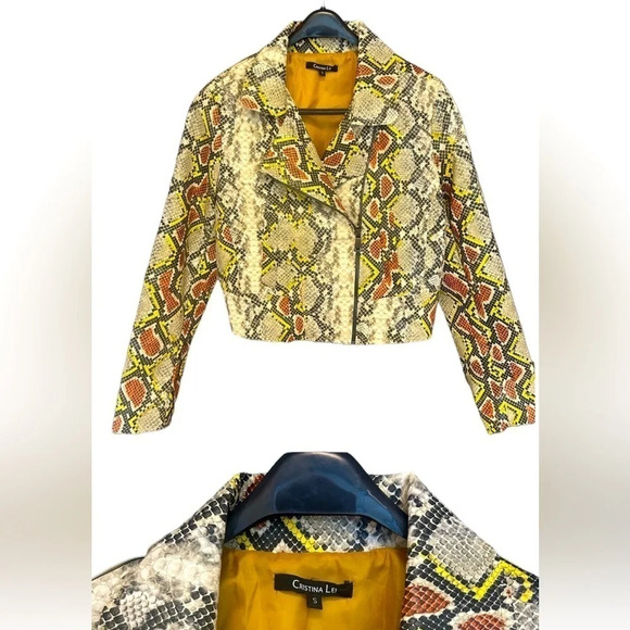 Cristina Lei vegan leather  snakeskin moto jacket size S worn once. - Picture 1 of 7